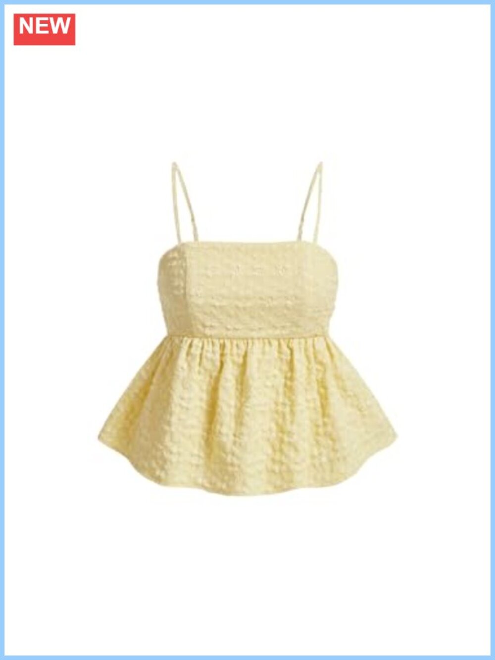 Women Babydoll Peplum Cami Top Spaghetti Strap Ruffle Hem Crop Tank